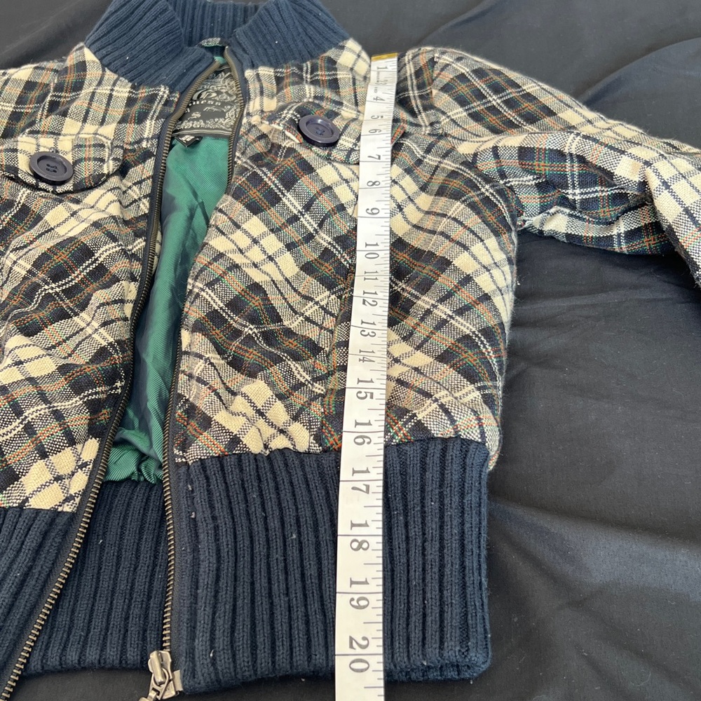 GUESS Vintage cropped plaid blue and green jacket - Picture 4 of 4